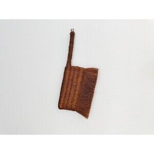 Vintage Handmade Coconut Palm Mini Broom Handheld Side Handle & Hanging Loop